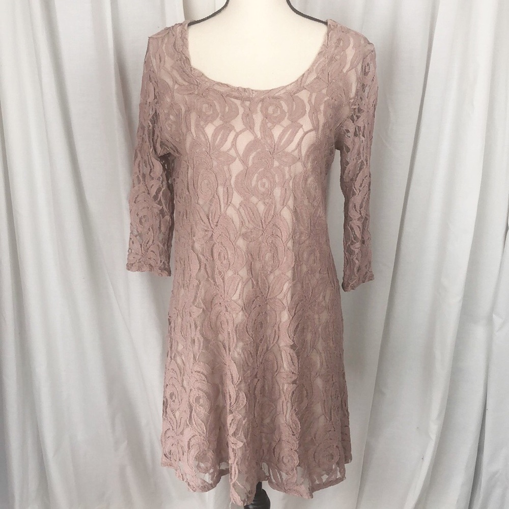 Anthropologie Puella Cottagecore Fairy Floral Lace Feminine Shift  Dress Size M - Picture 2 of 7